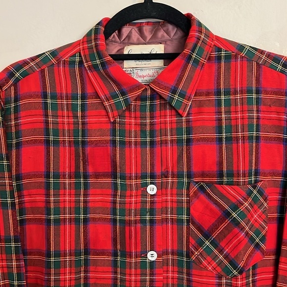 1960s Game and Lake Red Loop Button Up Shirt Buffalo Plaid 100% Wool - Picture 3 of 17
